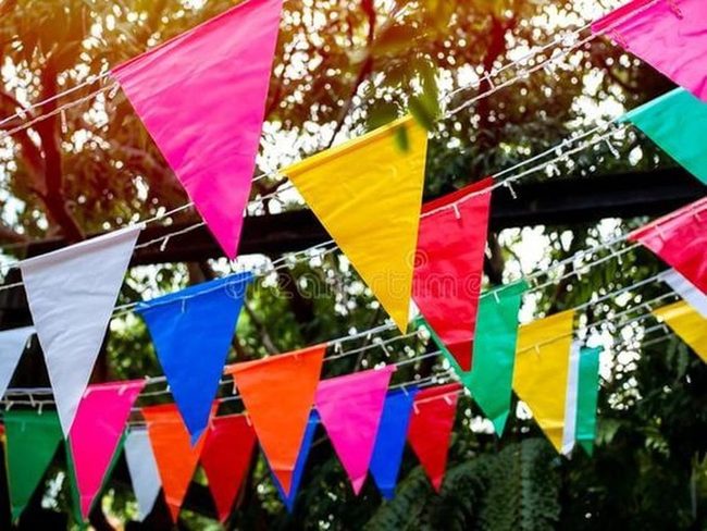 Bright Triangle Flags Celebration