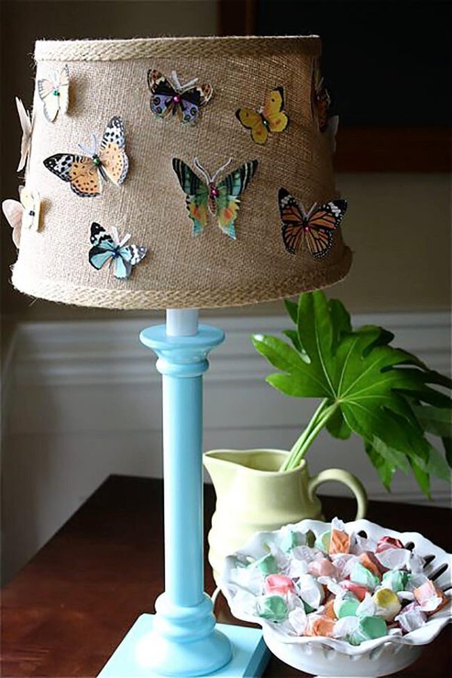 Butterfly-Pinned Vintage Lamp