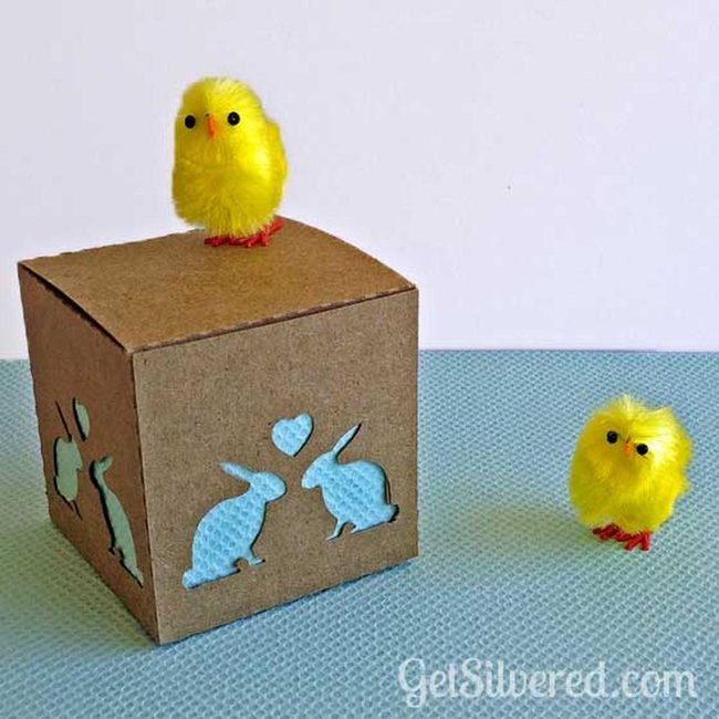 Yellow Chicks On Cardboard Hearts