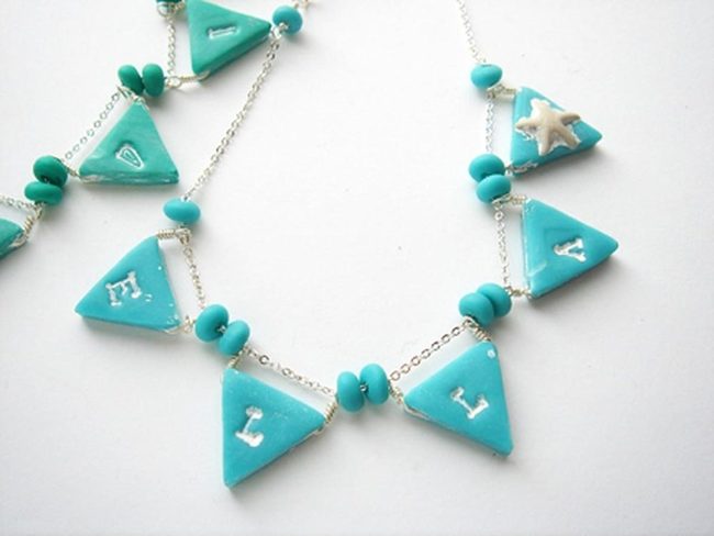 Bright Blue Triangle Beads