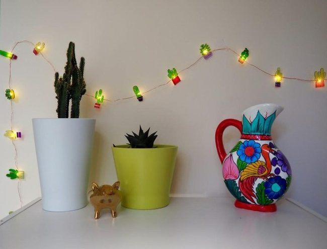 Painted Pottery, Cactus, Gold Pig