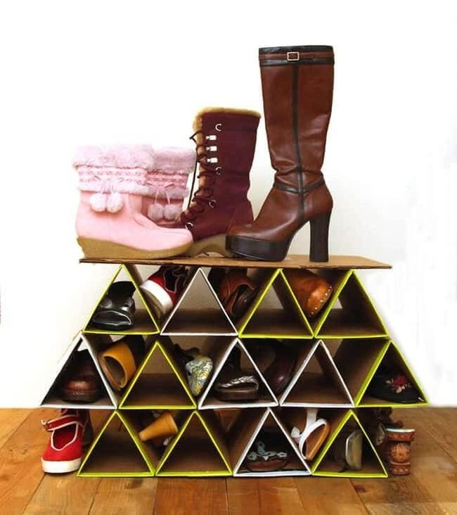 Painted Cardboard Shoe Storage