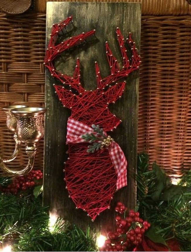 Red String Reindeer With Pine