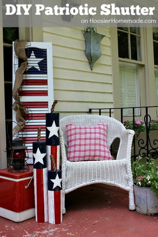 Patriotic Shutters With String Lights