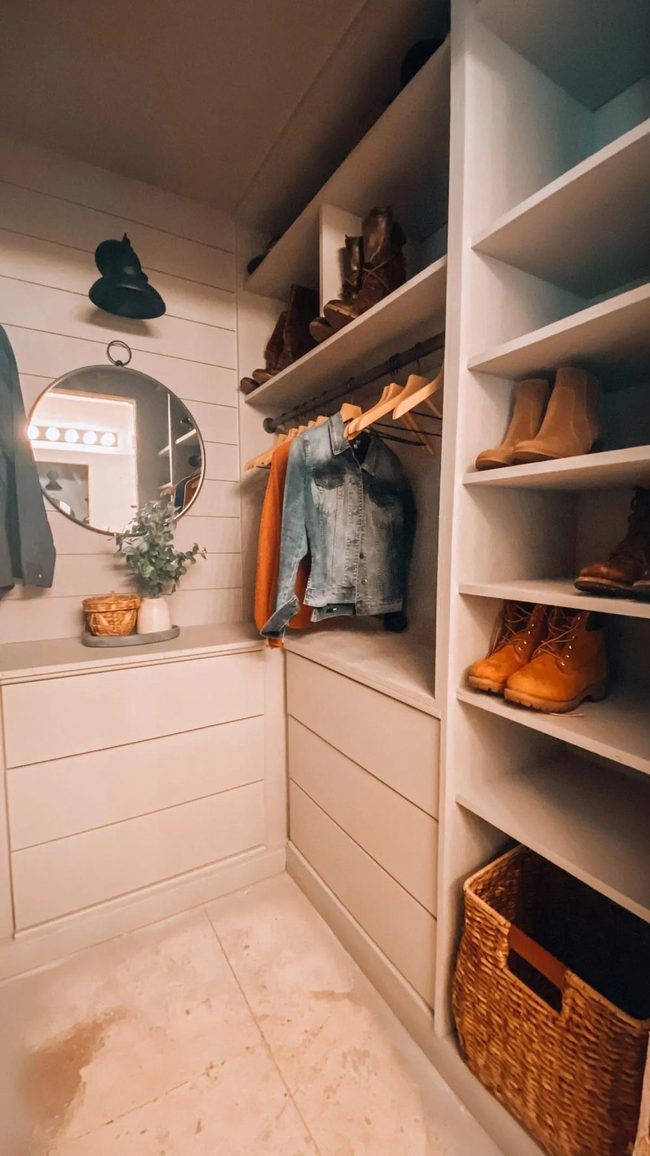 White Shiplap Closet Storage System