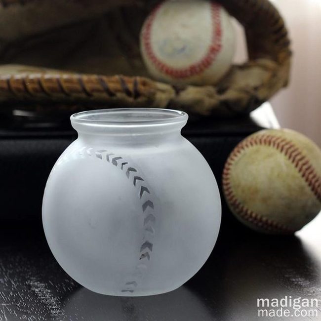 Baseball Vases, Leather, Brown Wood
