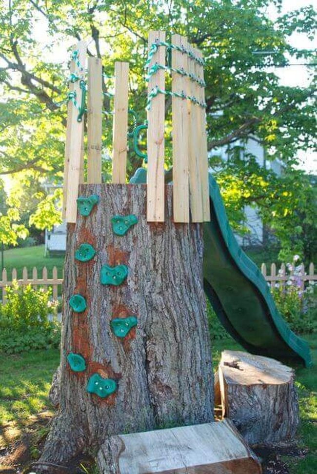 Wooden Stump Climbing Wall
