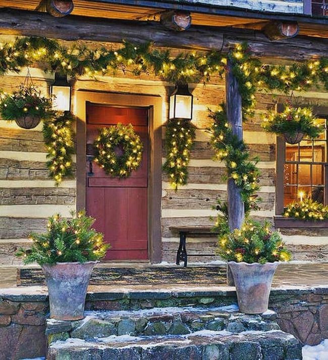 Dark Wood Winter Planters