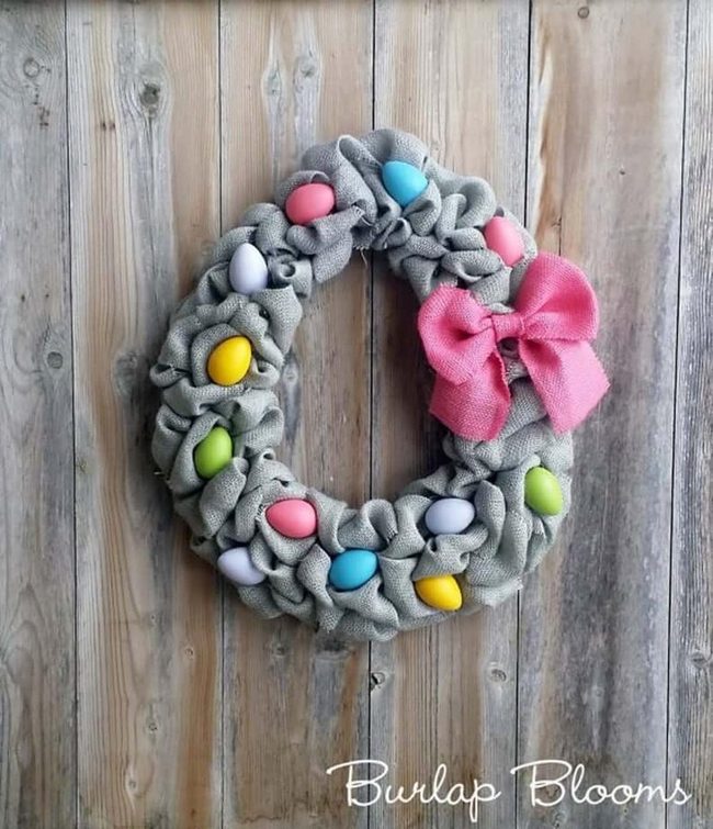 Pastel Eggs Burlap Wreath