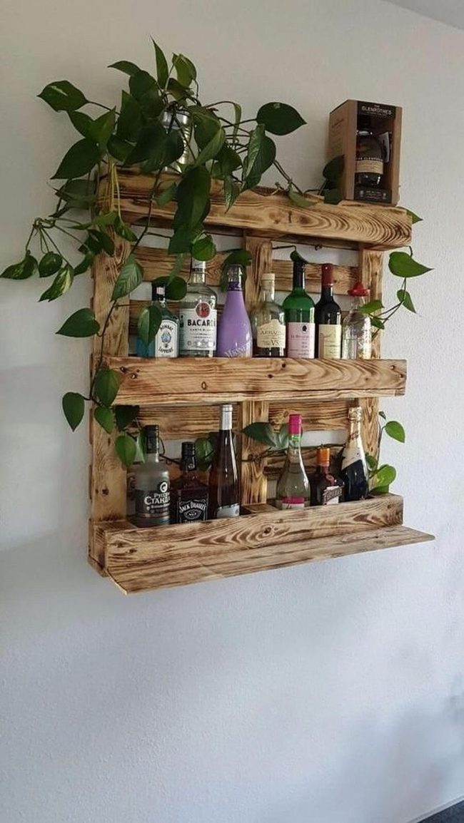 Natural Wood Shelves With Greenery