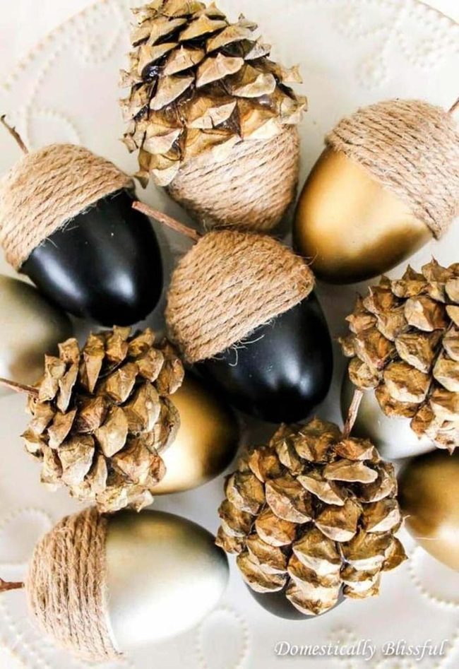 Brown Twine Acorn Ornaments