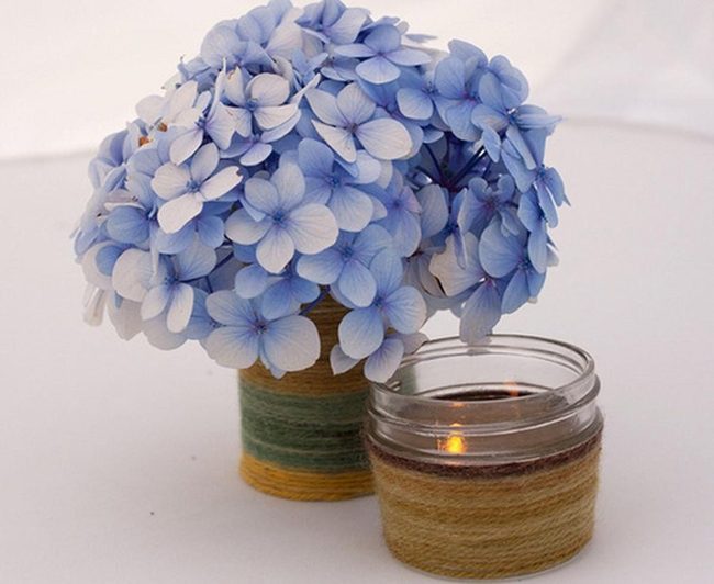 Blue Hydrangea Yarn Wrapped Charm