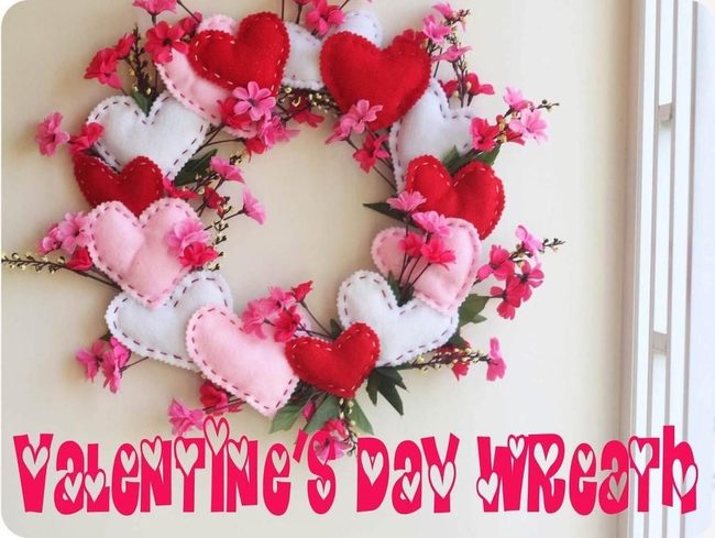Red Felt Heart Wreath