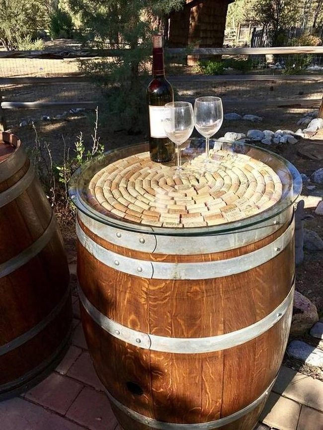 Reclaimed Barrel Glass Table
