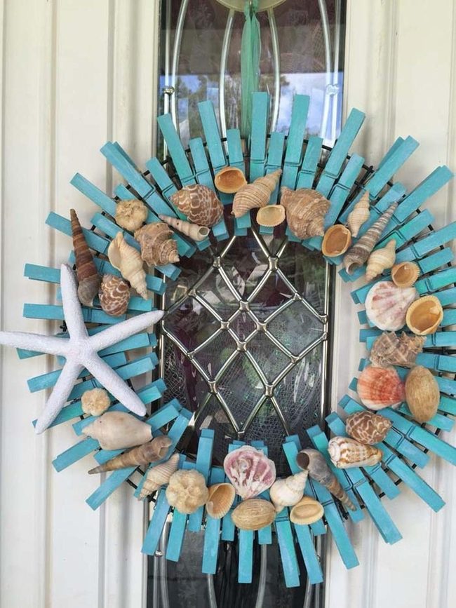 Coastal Clothespin Shell Wreath