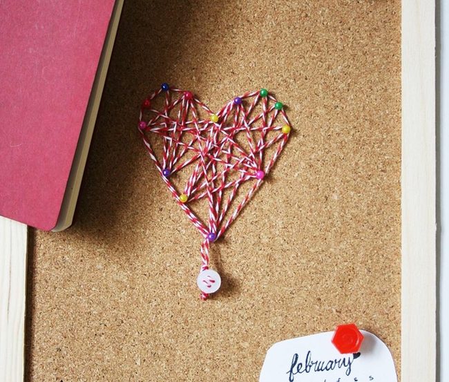 Red String Heart On Cork