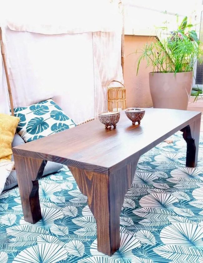 Carved Wood Patio Table