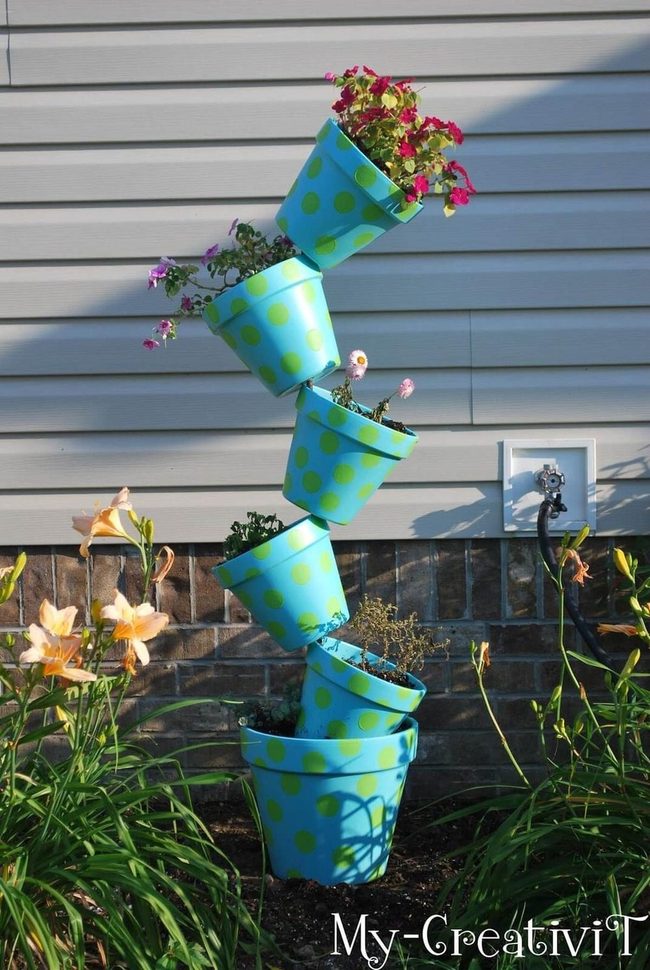 Stacked Polka-Dot Flower Tower