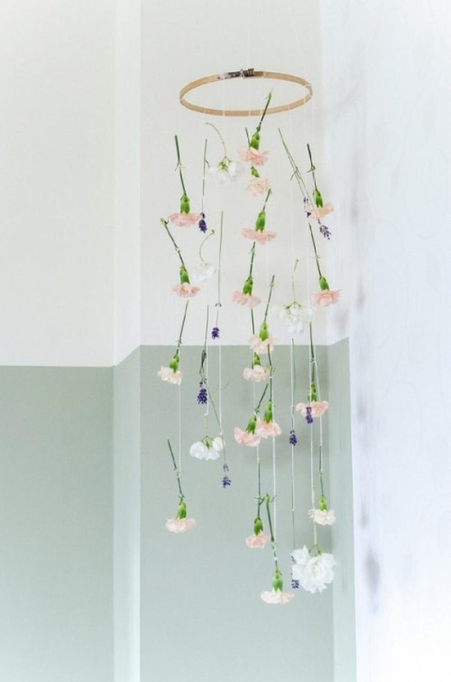 Cascading Blooms On Wooden Hoops