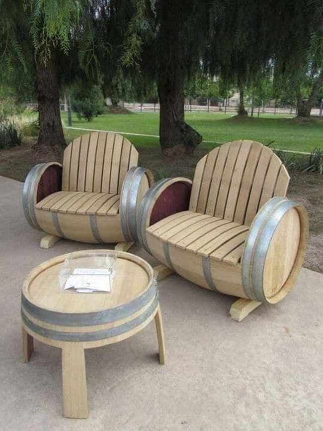 Reclaimed Barrel Garden Seating