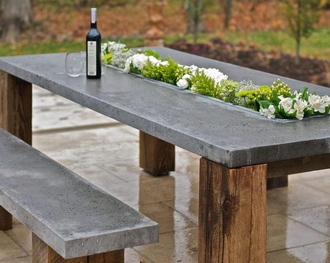 Concrete & Wood Garden Table