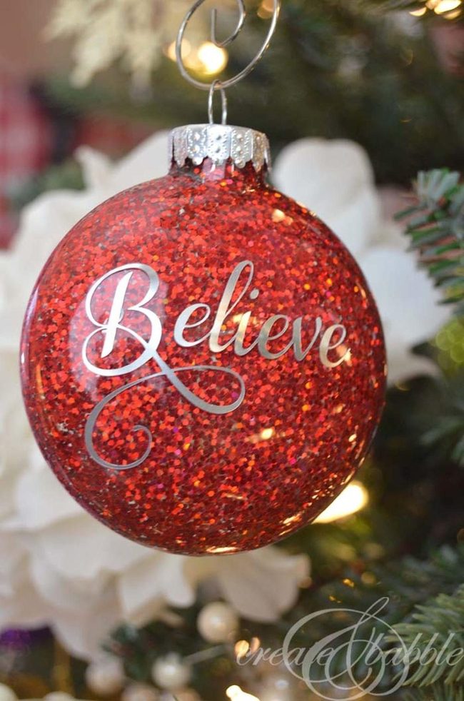 Glitter-Filled Clear Ornaments