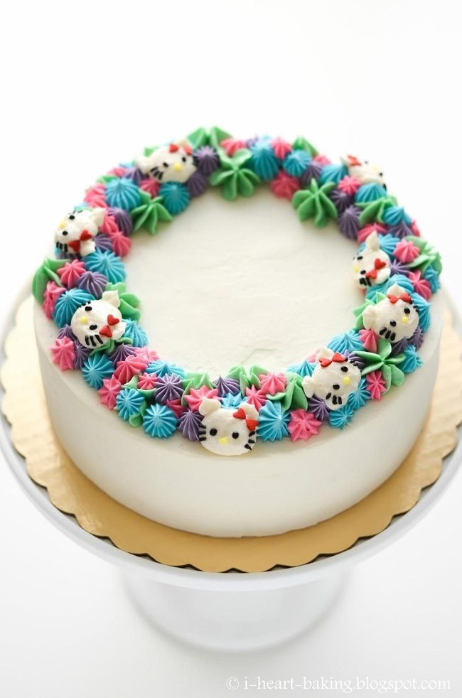 Pastel Cat Dots White Cake