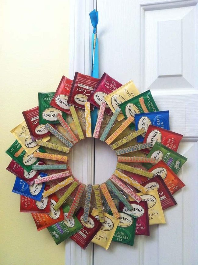 Washi Tape Tea Clothespin Wreath