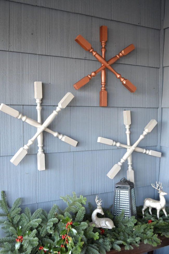 Painted Spindle Snowflakes