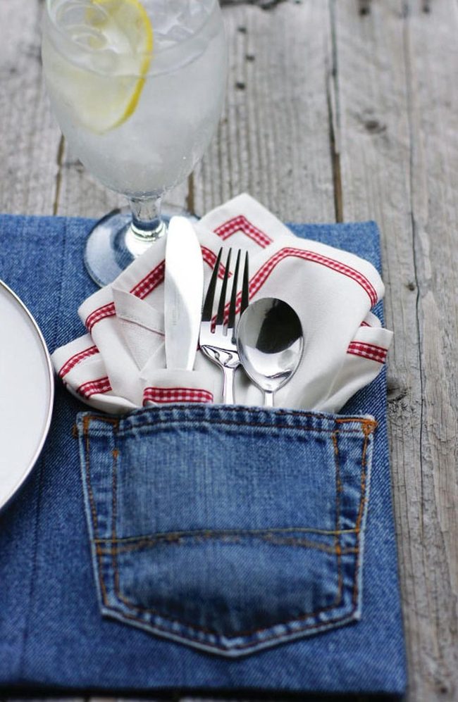 Red Stitch Denim Table