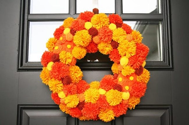 Fluffy Orange Pom-Pom Door