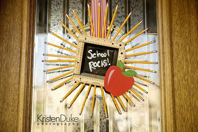 Yellow Pencil Circle School Door