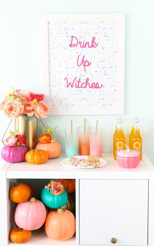 Pastel Pumpkins With Gold Accents