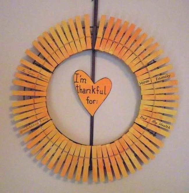 Warm Clothespin Gratitude Wreath
