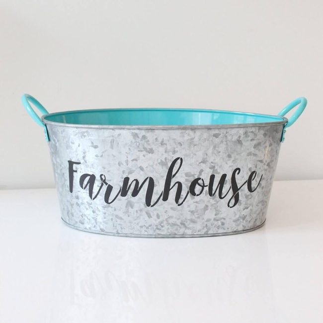 Galvanized Metal Storage With Bold Lettering