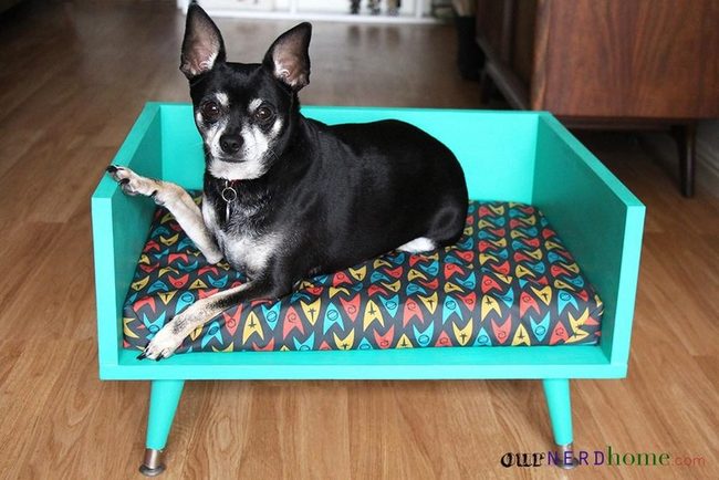 Turquoise Mid-Century Pet Bed