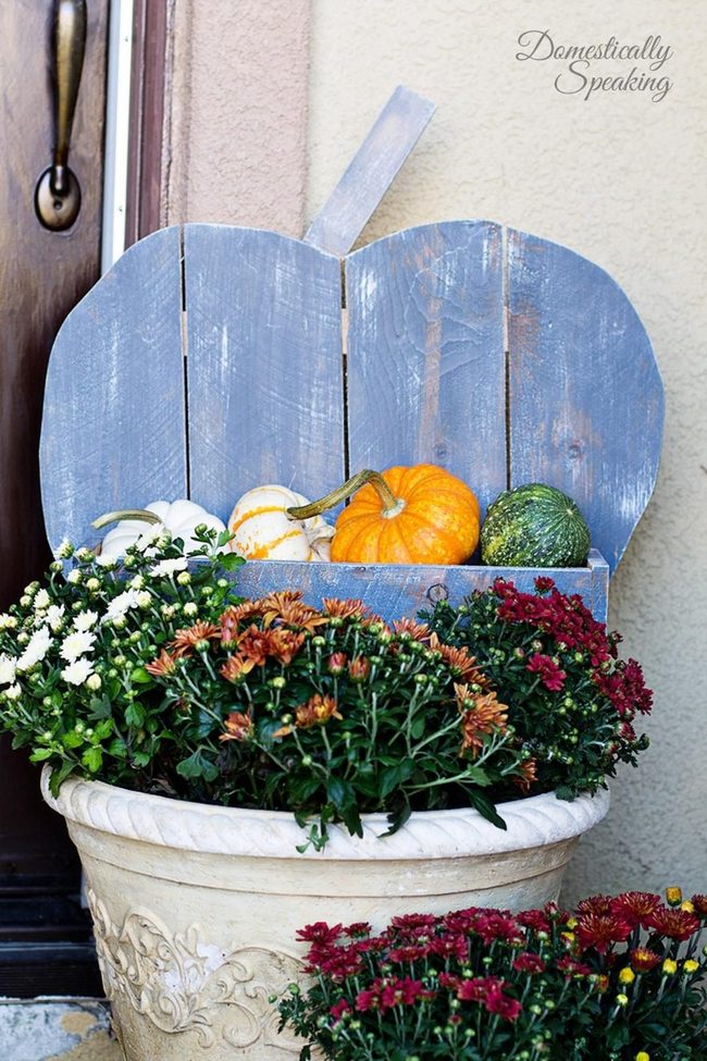 Cream Planter With Autumn Blooms