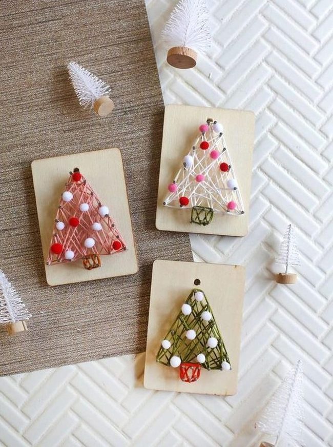 Pink Thread Christmas Trees
