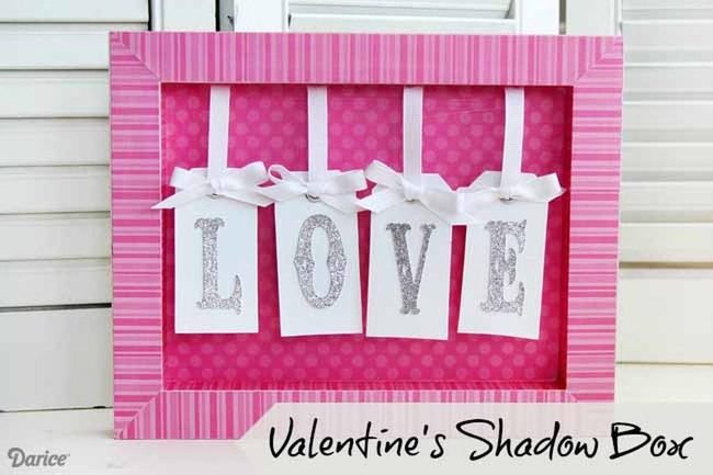 Pink Striped Love Letters Shadow Box
