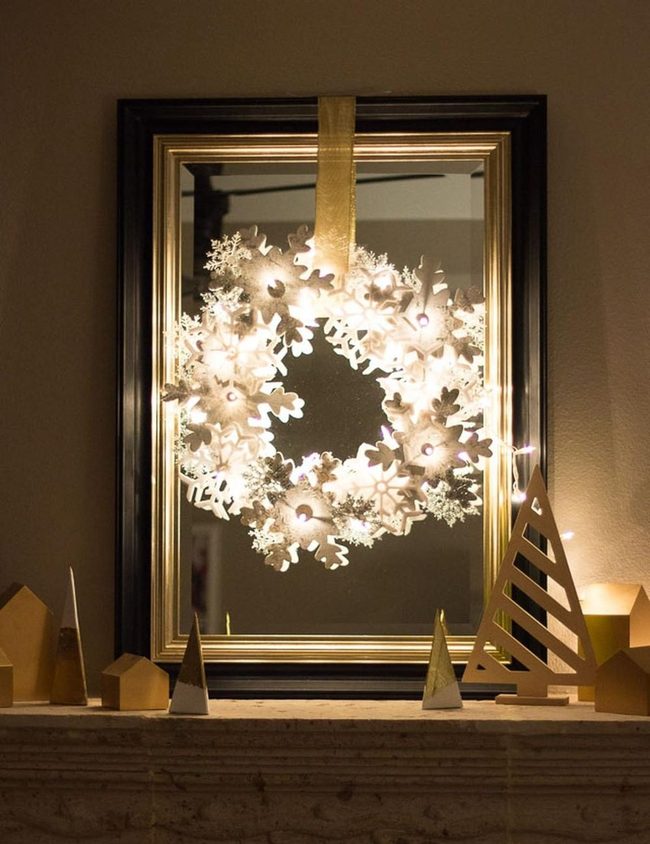 Gold Snowflake Mirror Statement