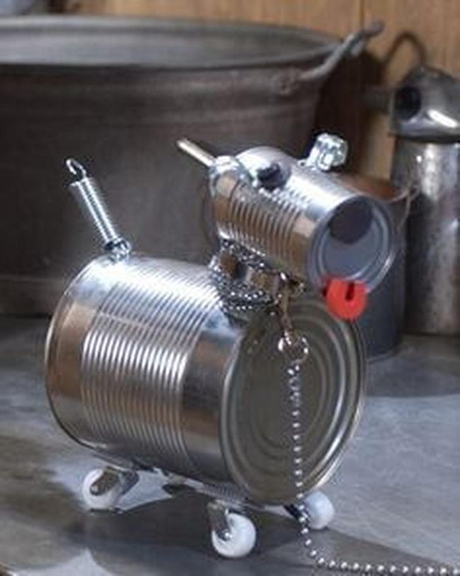 Shiny Metal Pup On Wheels