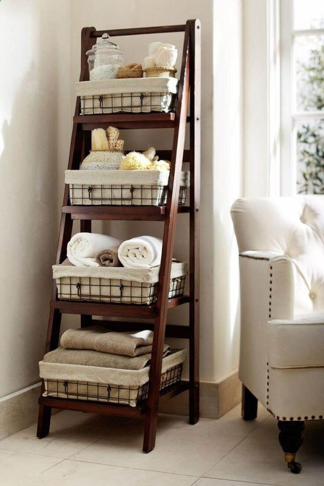 Weathered Wood Ladder Storage