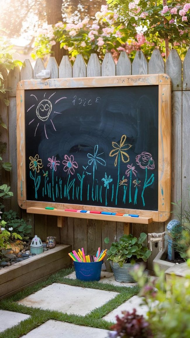 Backyard Plywood Chalkboard Wall
