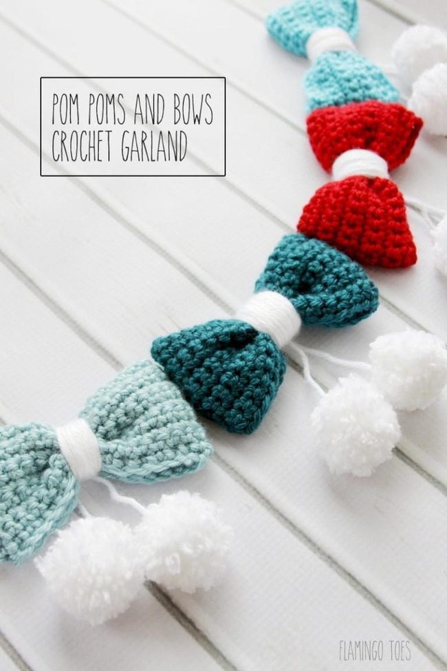 Colorful Crochet Bow Garland