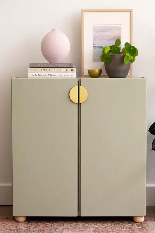 Green Cabinet With Gold Details