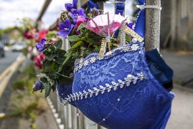 Blue Bra Flower Planters