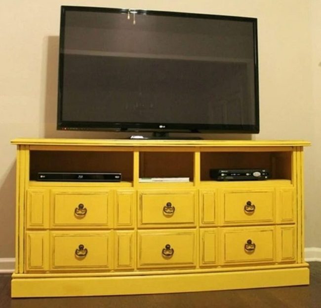 Glazed Vintage Dresser Tv Stand