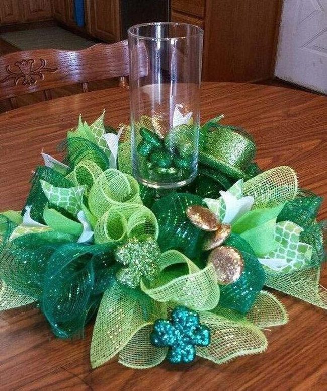 Green Ribbon Jar Centerpiece