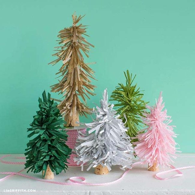 Crepe Paper Trees From Scraps