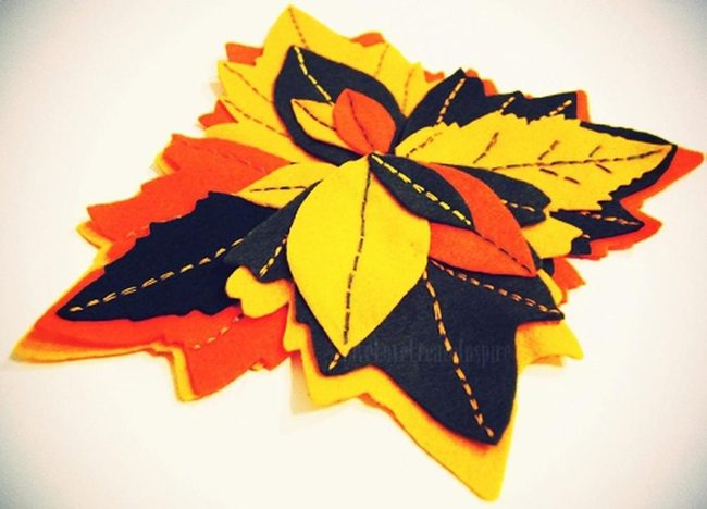 Handstitched Autumn Felt Leaves